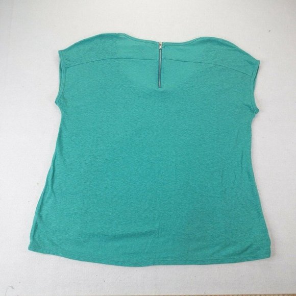 American Eagle Outfitters Womens Shirt Green Medium Back Zipper Short Sleeve - Picture 3 of 11